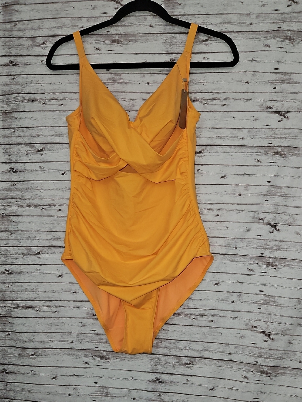Yellow Draped One-Piece Swimsuit with V-Neck